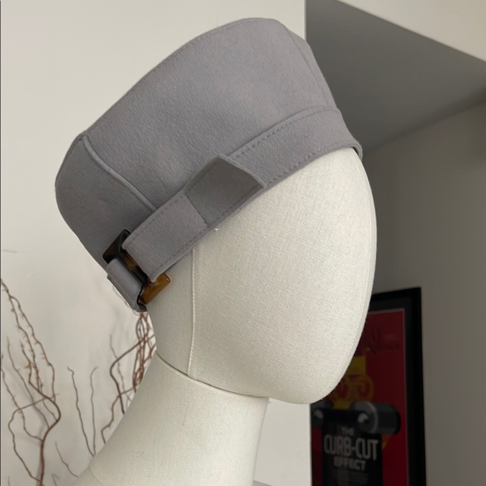 Giorgio Armani Lavender Gray Beret with Buckle Detail